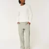Παντελόνι λινό-Blend Flex-Waist φαρδύ Παντελόνι λινό-Blend Flex-Waist φαρδύ