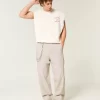 Φαρδύ παντελόνι λινό-Blend Flex Waist Φαρδύ παντελόνι λινό-Blend Flex Waist