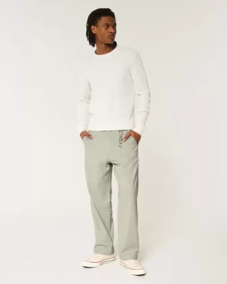 Παντελόνι λινό-Blend Flex-Waist φαρδύ Παντελόνι λινό-Blend Flex-Waist φαρδύ