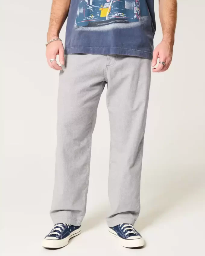 Παντελόνι λινό-Blend Flex-Waist φαρδύ Παντελόνι λινό-Blend Flex-Waist φαρδύ