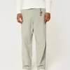 Παντελόνι λινό-Blend Flex-Waist φαρδύ Παντελόνι λινό-Blend Flex-Waist φαρδύ