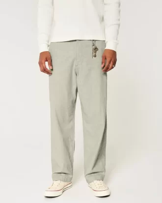 Παντελόνι λινό-Blend Flex-Waist φαρδύ Παντελόνι λινό-Blend Flex-Waist φαρδύ