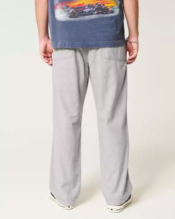 Παντελόνι λινό-Blend Flex-Waist φαρδύ Παντελόνι λινό-Blend Flex-Waist φαρδύ