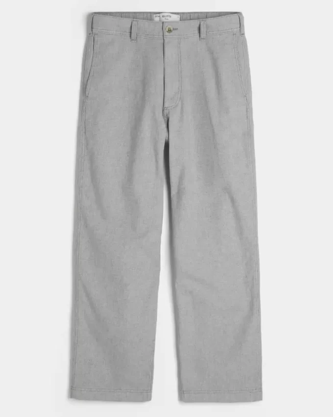 Παντελόνι λινό-Blend Flex-Waist φαρδύ Παντελόνι λινό-Blend Flex-Waist φαρδύ