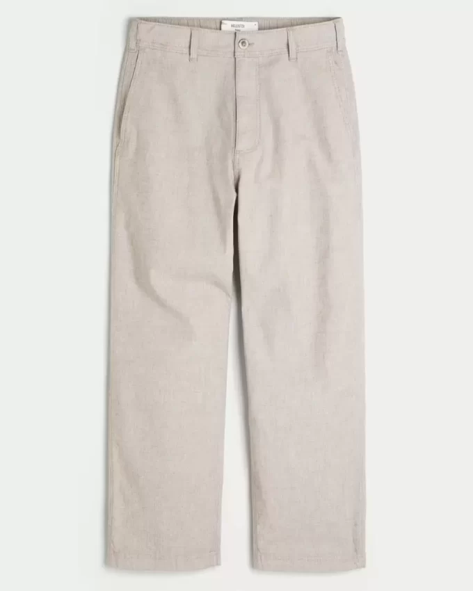 Φαρδύ παντελόνι λινό-Blend Flex Waist Φαρδύ παντελόνι λινό-Blend Flex Waist