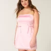 Σατέν Στράπλες Φόρεμα Bodycon με φιόγκο