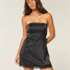 Σατέν Στράπλες Φόρεμα Bodycon με φιόγκο