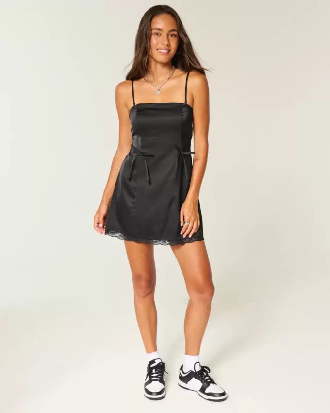 Σατέν Στράπλες Φόρεμα Bodycon με φιόγκο