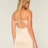 Σατέν Στράπλες Φόρεμα Bodycon με φιόγκο