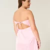 Σατέν Στράπλες Φόρεμα Bodycon με φιόγκο