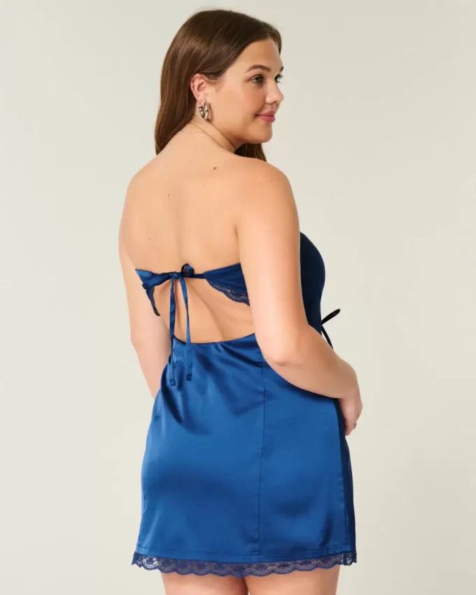 Σατέν Στράπλες Φόρεμα Bodycon με φιόγκο