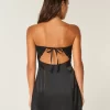 Σατέν Στράπλες Φόρεμα Bodycon με φιόγκο