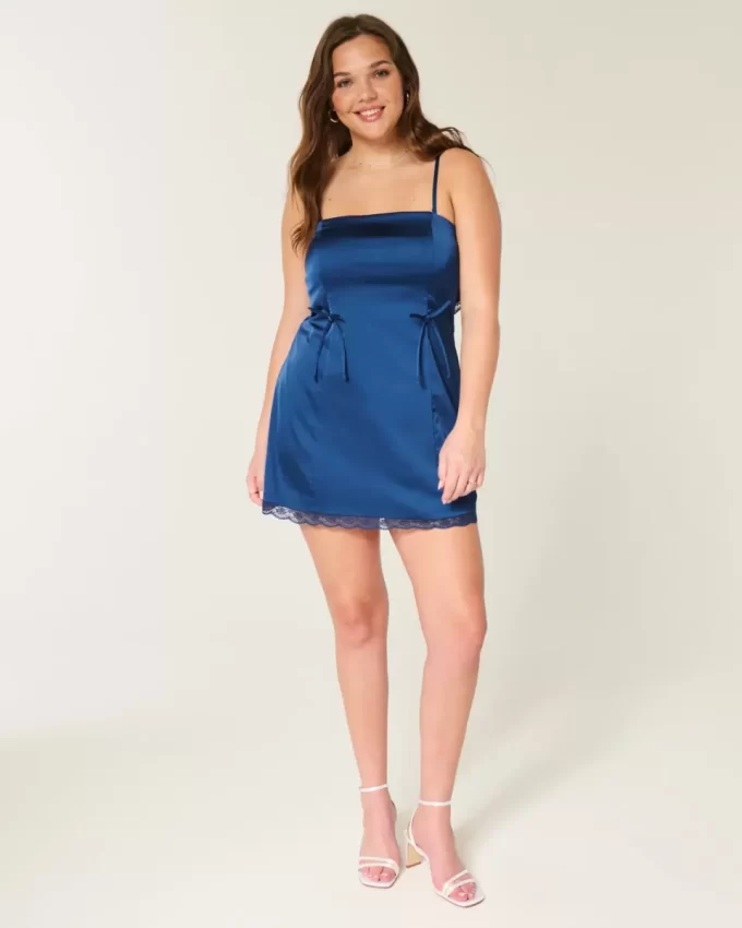Σατέν Στράπλες Φόρεμα Bodycon με φιόγκο