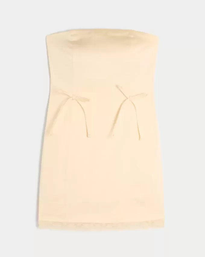 Σατέν Στράπλες Φόρεμα Bodycon με φιόγκο