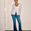 Χαμηλό ψηλό τζιν μεσαίου πλυσίματος Bootcut Χαμηλό ψηλό τζιν μεσαίου πλυσίματος Bootcut