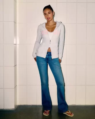 Χαμηλό ψηλό τζιν μεσαίου πλυσίματος Bootcut Χαμηλό ψηλό τζιν μεσαίου πλυσίματος Bootcut