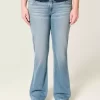 Χαμηλό ψηλό τζιν μεσαίου πλυσίματος Bootcut Χαμηλό ψηλό τζιν μεσαίου πλυσίματος Bootcut