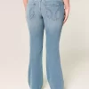 Χαμηλό ψηλό τζιν μεσαίου πλυσίματος Bootcut Χαμηλό ψηλό τζιν μεσαίου πλυσίματος Bootcut
