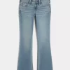 Χαμηλό ψηλό τζιν μεσαίου πλυσίματος Bootcut Χαμηλό ψηλό τζιν μεσαίου πλυσίματος Bootcut