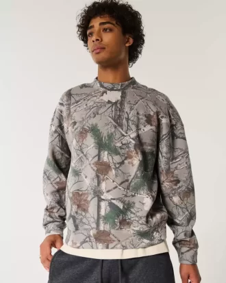 Φούτερ με λογότυπο Boxy Camo Crew