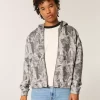 Boxy Camo Zip-Up Hoodie