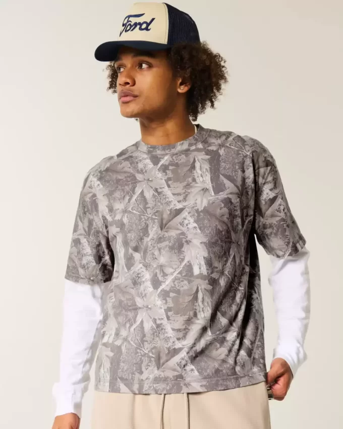 Μπλουζάκι Boxy Crop Heavyweight Camo Crew Μπλουζάκι Boxy Crop Heavyweight Camo Crew