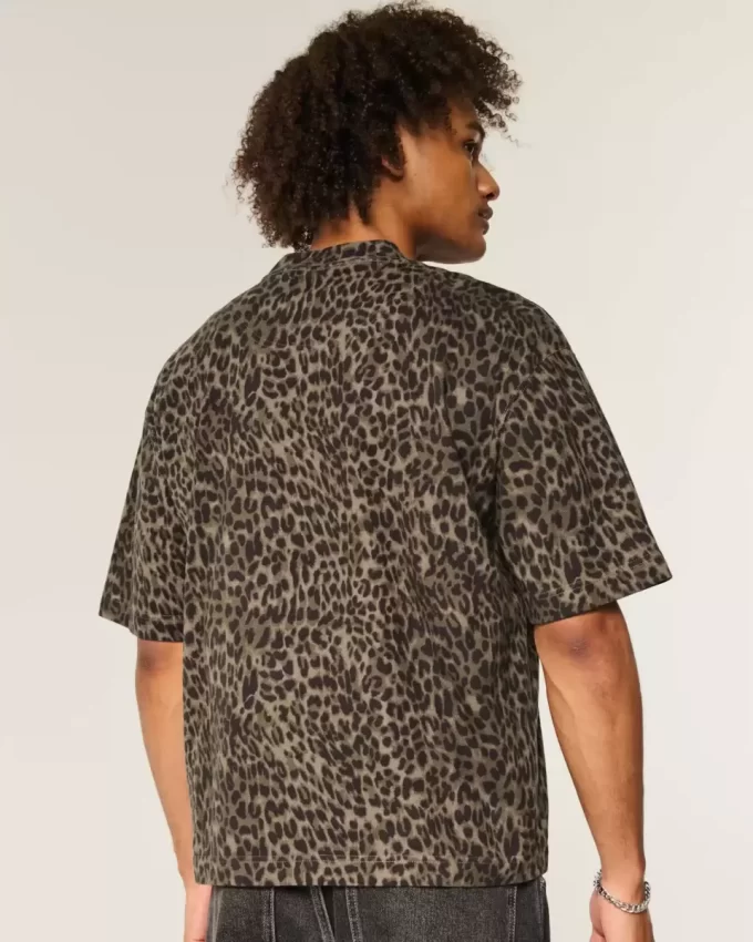 Μπλουζάκι Boxy Crop Heavyweight Leopard Print Crew T-shirt Μπλουζάκι Boxy Crop Heavyweight Leopard Print Crew T-shirt