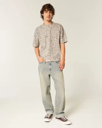 Μπλουζάκι Boxy Crop Heavyweight Leopard Print Crew T-shirt