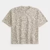 Μπλουζάκι Boxy Crop Heavyweight Leopard Print Crew T-shirt