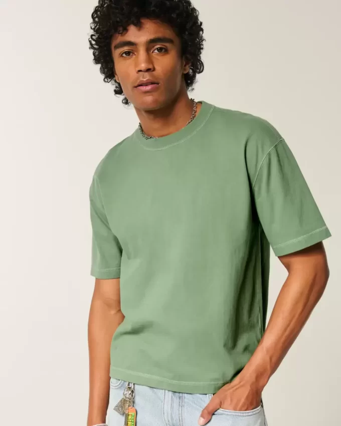 Μπλουζάκι Boxy Crop Heavyweight Washed Crew Μπλουζάκι Boxy Crop Heavyweight Washed Crew