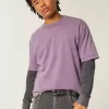 Μπλουζάκι Boxy Crop Heavyweight Washed Crew Μπλουζάκι Boxy Crop Heavyweight Washed Crew