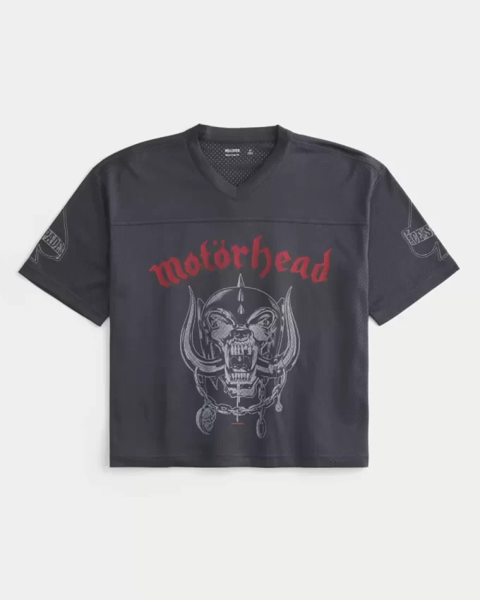 Boxy Crop Mot枚rhead Graphic Jersey