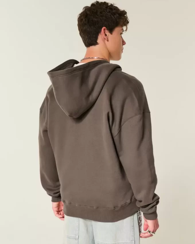 Boxy Flame Graphic Zip-Up Hoodie Boxy Flame Graphic Zip-Up Hoodie