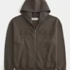 Boxy Flame Graphic Zip-Up Hoodie Boxy Flame Graphic Zip-Up Hoodie