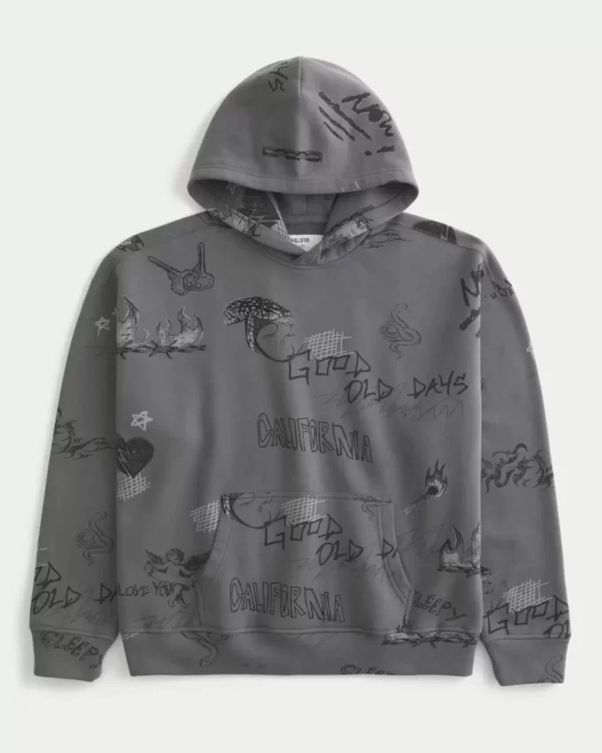 Boxy Graffiti Graphic Hoodie Boxy Graffiti Graphic Hoodie