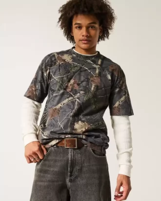 Μπλουζάκι Boxy Heavyweight Camo Crew