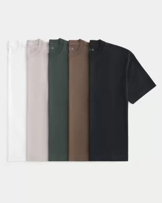 Boxy Heavyweight Cotton Crew T-shirt 5-pack