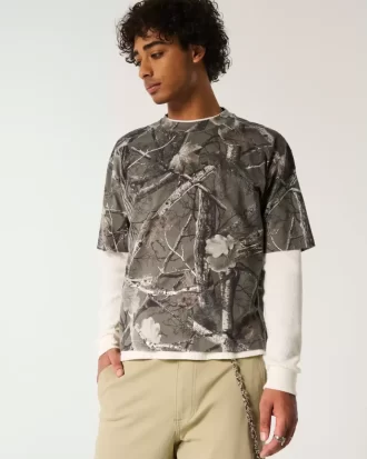 Μπλουζάκι Boxy Heavyweight Crop Camo Crew
