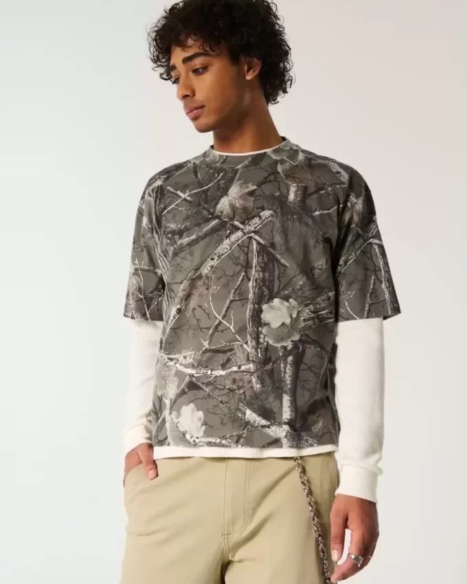 Μπλουζάκι Boxy Heavyweight Crop Camo Crew Μπλουζάκι Boxy Heavyweight Crop Camo Crew