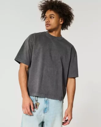 Μπλουζάκι Boxy Heavyweight Crop Washed Crew