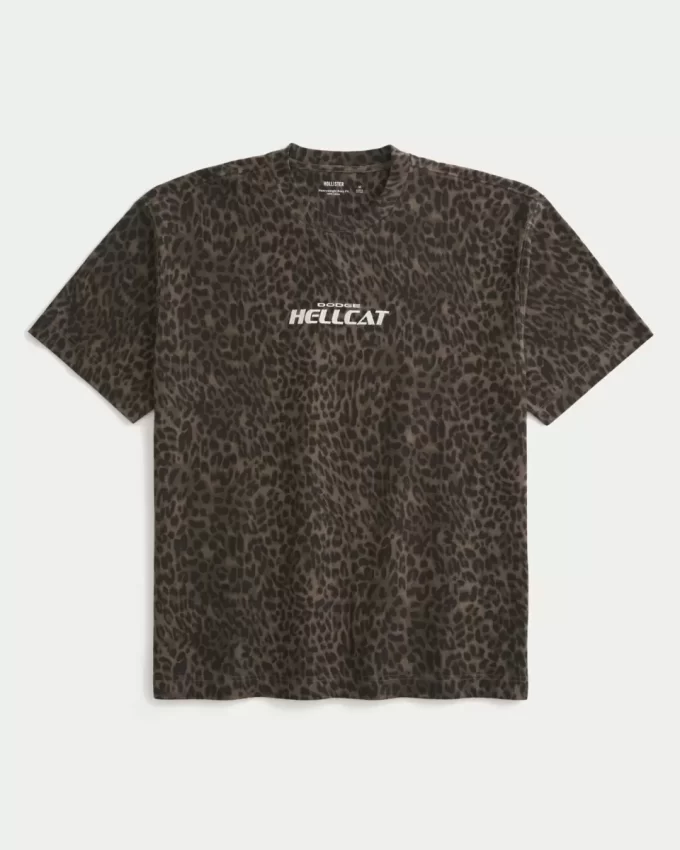 Boxy Heavyweight Leopard Print Dodge Hellcat Graphic Tee Boxy Heavyweight Leopard Print Dodge Hellcat Graphic Tee