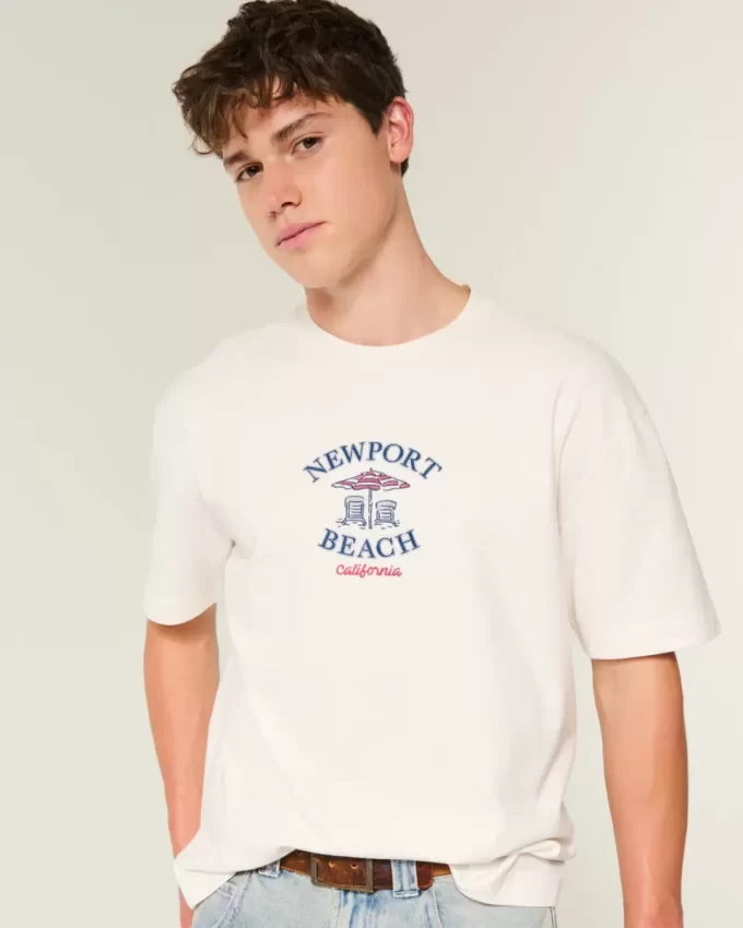 Boxy Heavyweight Γραφικό μπλουζάκι Newport Beach Boxy Heavyweight Γραφικό μπλουζάκι Newport Beach