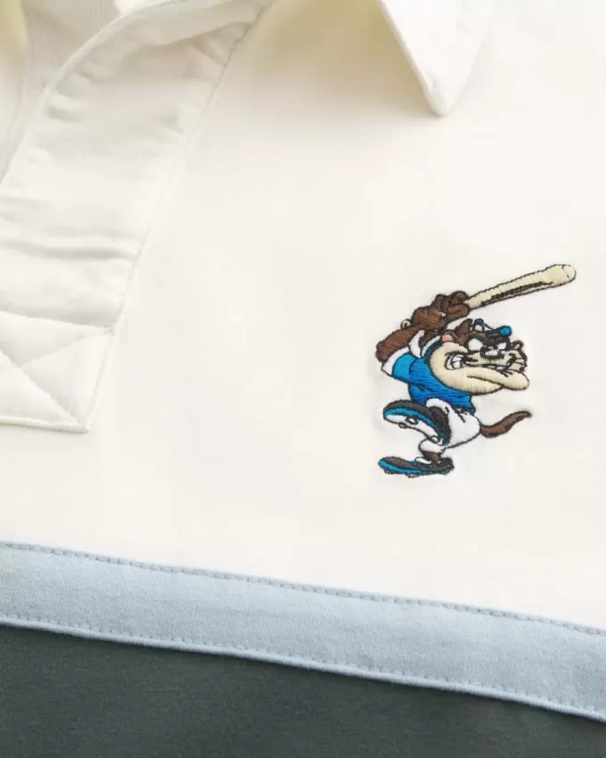 Boxy Heavyweight Tasmanian Devil Graphic Rugby Polo Boxy Heavyweight Tasmanian Devil Graphic Rugby Polo