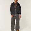 Boxy Hollywood Graphic Zip-Up Hoodie