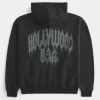Boxy Hollywood Graphic Zip-Up Hoodie
