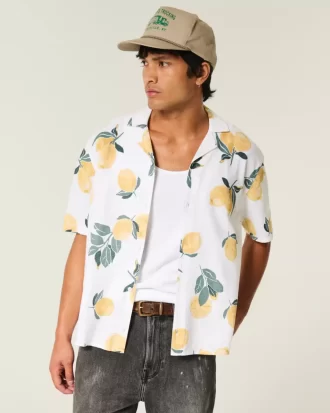 Πουκάμισο Boxy Len-Blend Lemon Pattern
