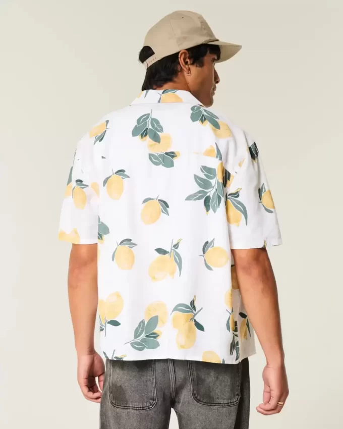 Πουκάμισο Boxy Len-Blend Lemon Pattern Πουκάμισο Boxy Len-Blend Lemon Pattern