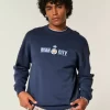 Φούτερ Boxy Manchester City FC Graphic Crew Φούτερ Boxy Manchester City FC Graphic Crew