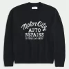 Boxy Motor City Auto Repairs Graphic Crew πουλόβερ Boxy Motor City Auto Repairs Graphic Crew πουλόβερ