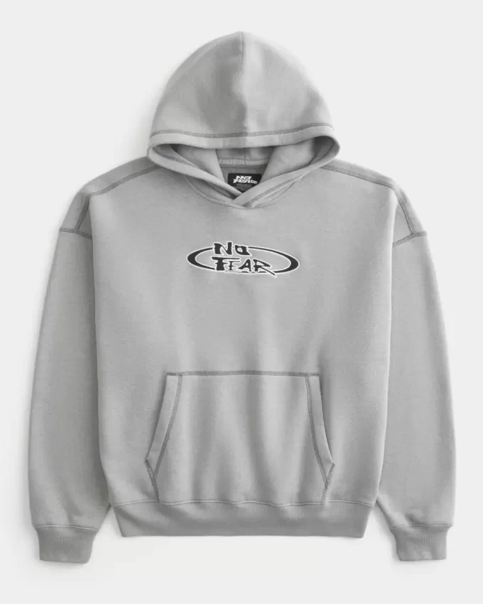 Boxy No Fear Graphic Hoodie